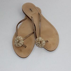 J. Crew Tan Thong Sandal with Floral Detail